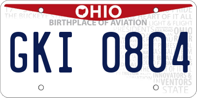 OH license plate GKI0804