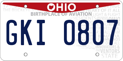 OH license plate GKI0807