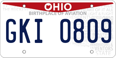 OH license plate GKI0809