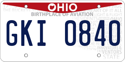OH license plate GKI0840