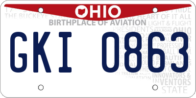 OH license plate GKI0863