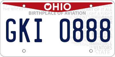 OH license plate GKI0888