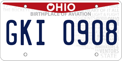 OH license plate GKI0908