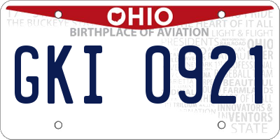 OH license plate GKI0921
