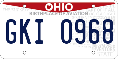 OH license plate GKI0968