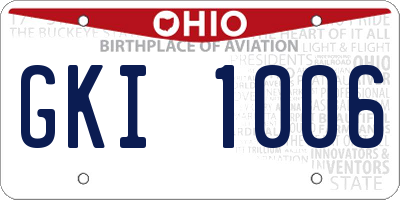 OH license plate GKI1006