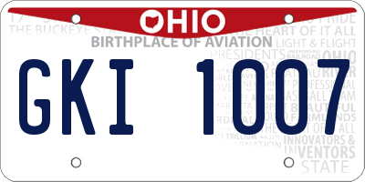 OH license plate GKI1007