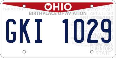 OH license plate GKI1029