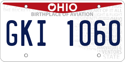 OH license plate GKI1060