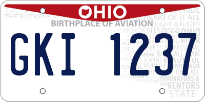 OH license plate GKI1237