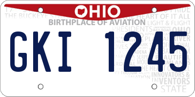 OH license plate GKI1245
