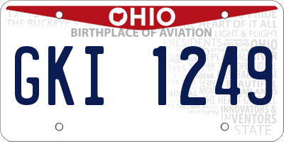OH license plate GKI1249