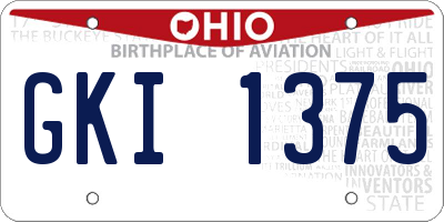 OH license plate GKI1375