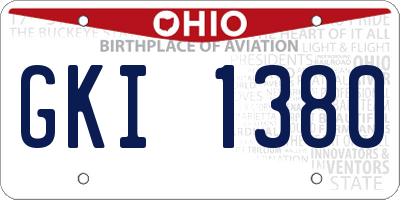 OH license plate GKI1380