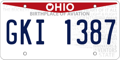OH license plate GKI1387