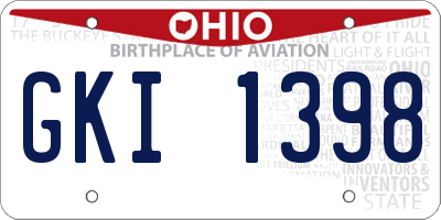 OH license plate GKI1398