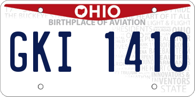 OH license plate GKI1410