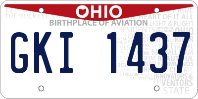 OH license plate GKI1437