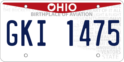 OH license plate GKI1475