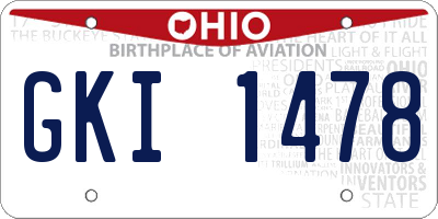 OH license plate GKI1478