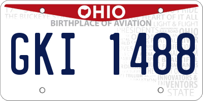 OH license plate GKI1488