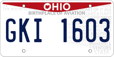 OH license plate GKI1603