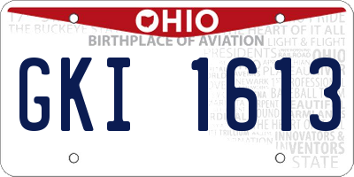 OH license plate GKI1613