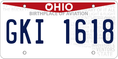 OH license plate GKI1618