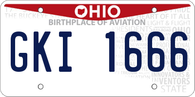 OH license plate GKI1666