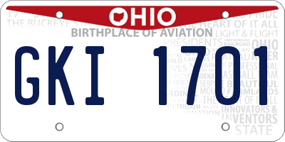 OH license plate GKI1701