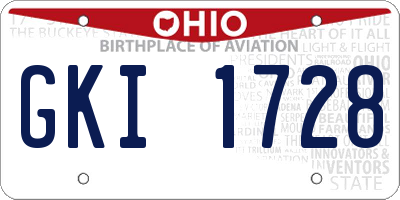 OH license plate GKI1728