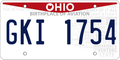 OH license plate GKI1754