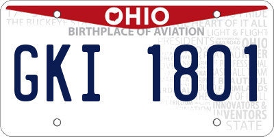 OH license plate GKI1801