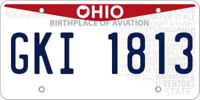OH license plate GKI1813