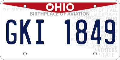 OH license plate GKI1849
