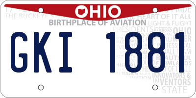 OH license plate GKI1881