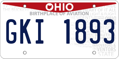 OH license plate GKI1893