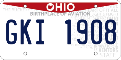 OH license plate GKI1908