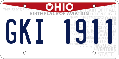 OH license plate GKI1911