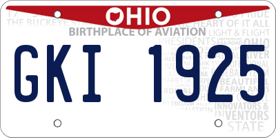 OH license plate GKI1925