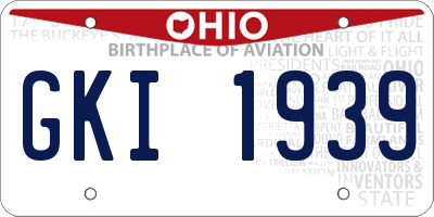 OH license plate GKI1939