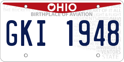 OH license plate GKI1948