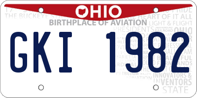 OH license plate GKI1982