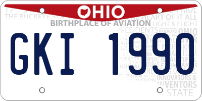 OH license plate GKI1990