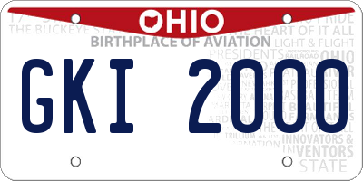OH license plate GKI2000