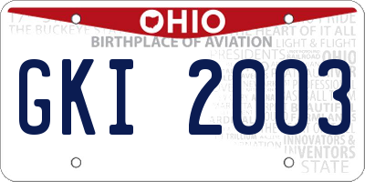 OH license plate GKI2003