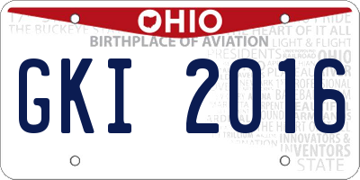OH license plate GKI2016