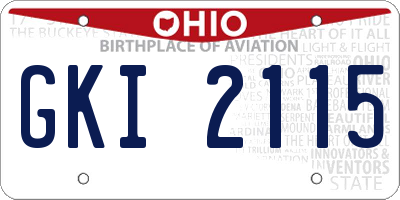 OH license plate GKI2115