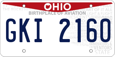 OH license plate GKI2160