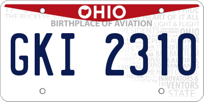 OH license plate GKI2310